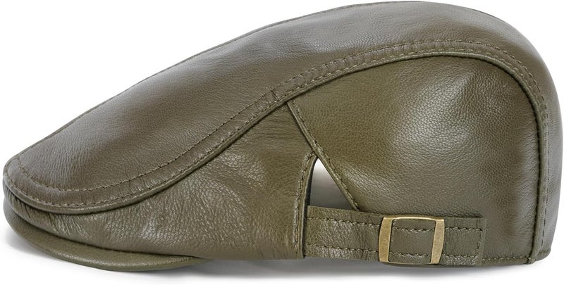 VOBOOM Men Women Adjustable Genuine Leather Ivy Cap Newsboy Hat - Image 2